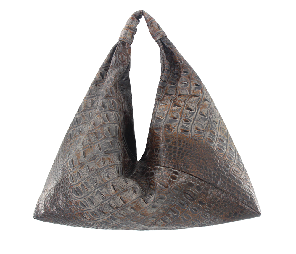 NEW NWT G.I.L.I. Croco Embossed Italian Leather Slouchy Wing Hobo Purse outlet Handbag