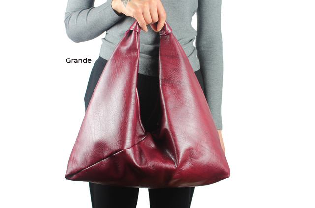 red marbled 18" x 18" vegan leather hobo bag