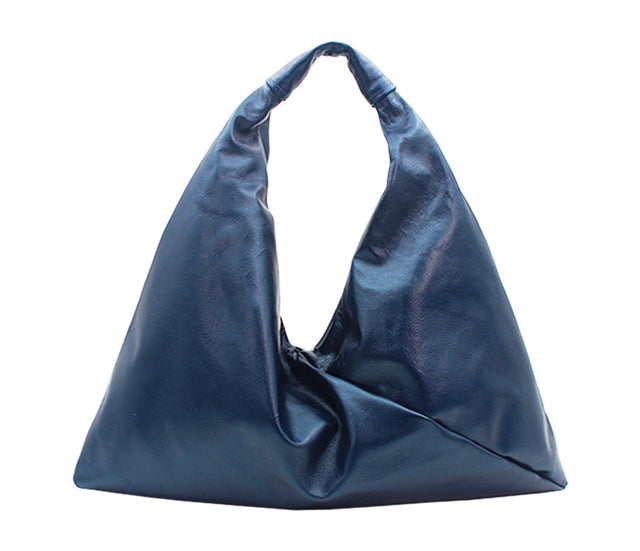 twilight blue 18" x 18" leather hobo bag