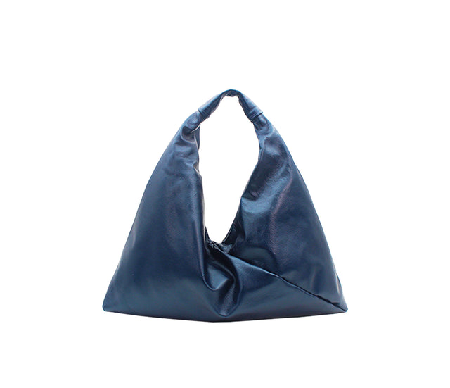 twilight blue 13" x 13" leather hobo bag