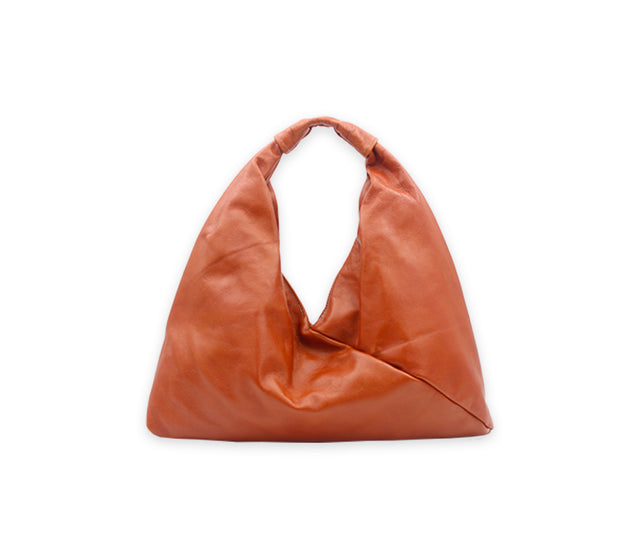 tangerine 13" x 13" leather hobo bag