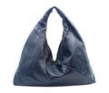 midnight blue 18" x 18" leather hobo bag