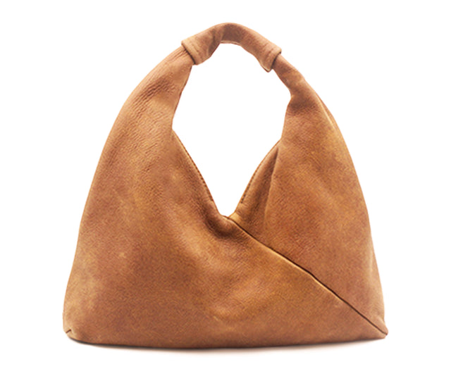 caramel 18" x 18" leather hobo bag