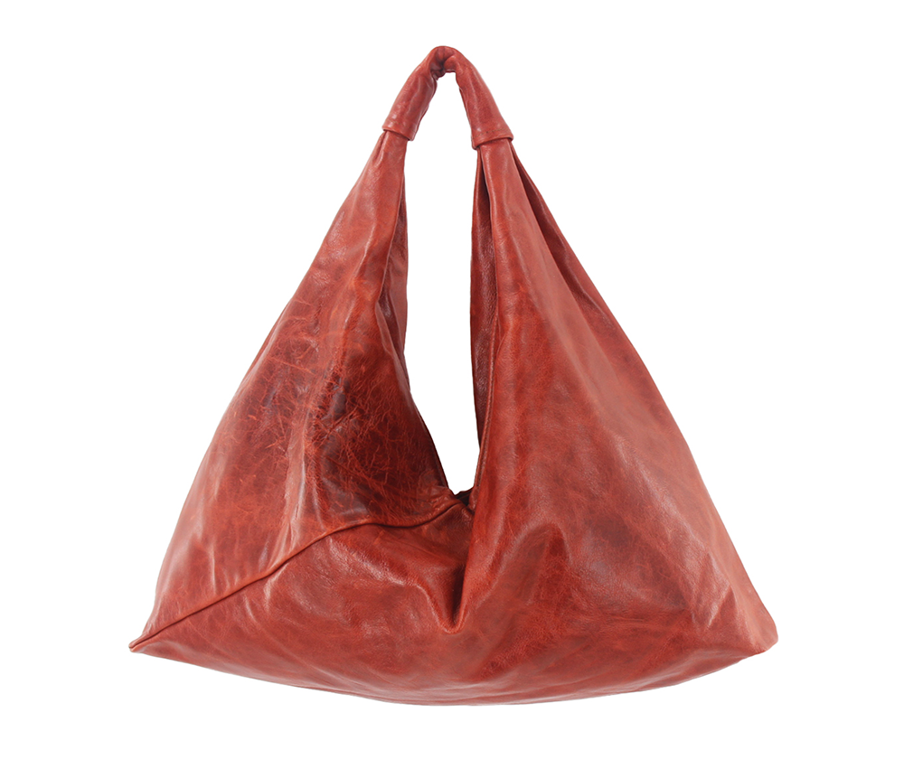 paprika 18" x 18" leather hobo bag