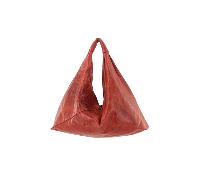 paprika 13" x 13" leather hobo bag