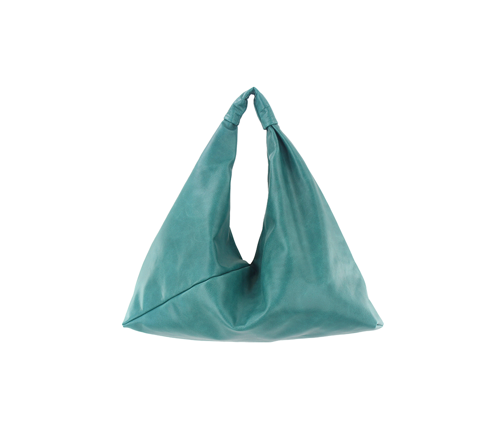 turquoise 13" x 13" leather hobo bag