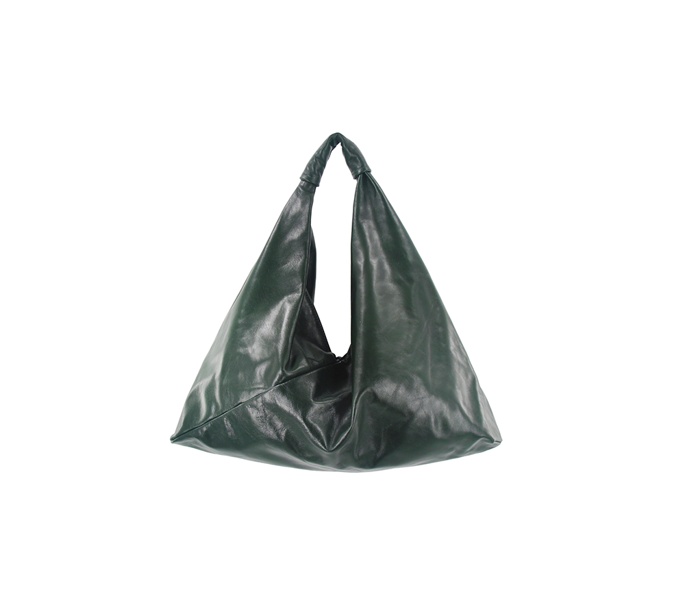 forest green 13" x 13" leather hobo bag