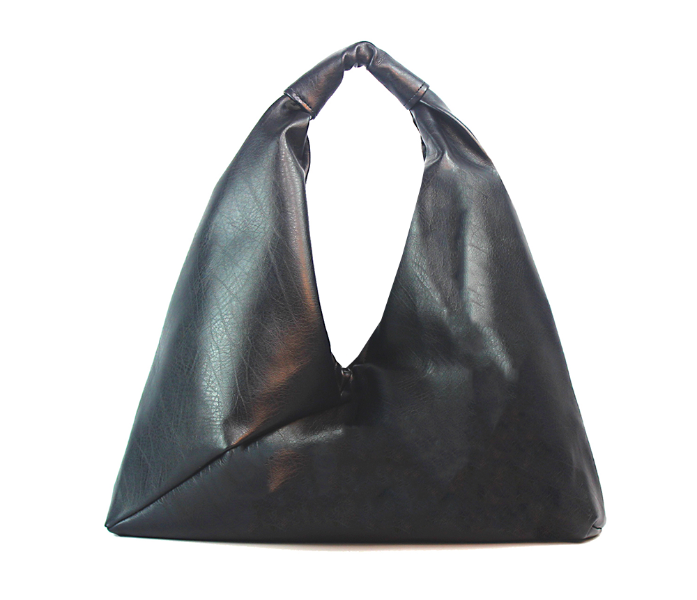 marbled black 18" x 18" vegan leather hobo bag
