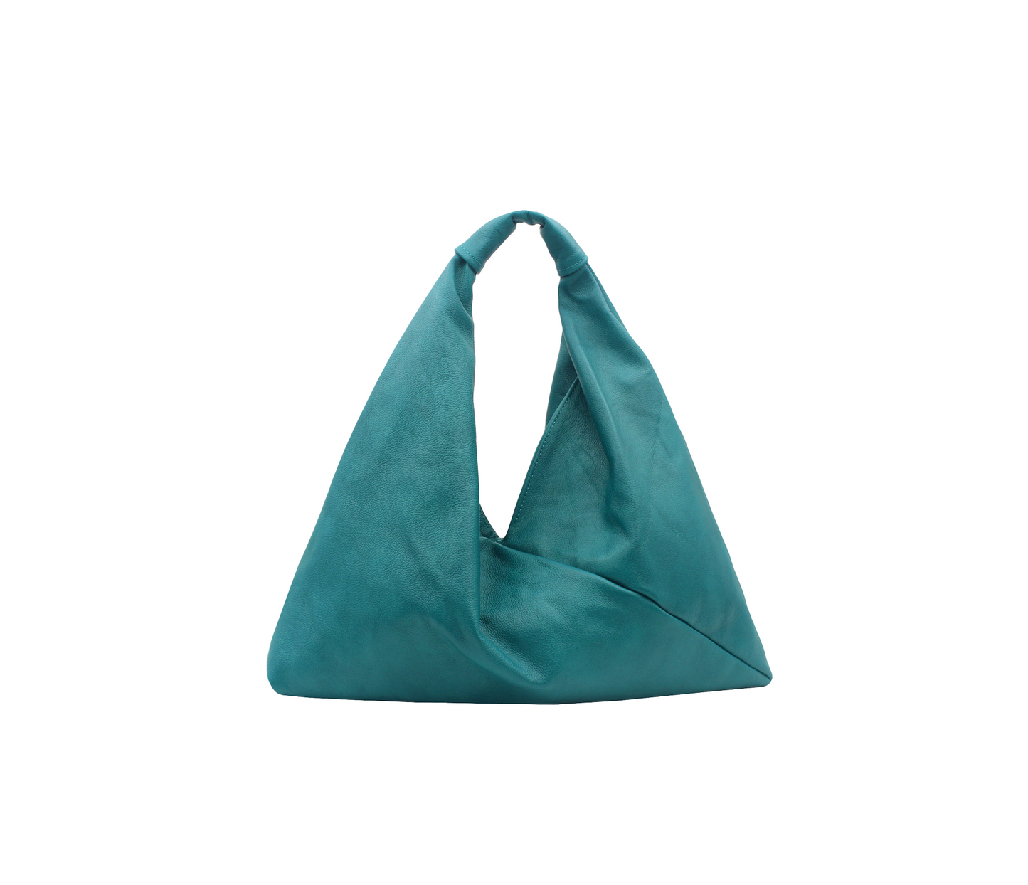 aquamarine 13" x 13" leather hobo bag