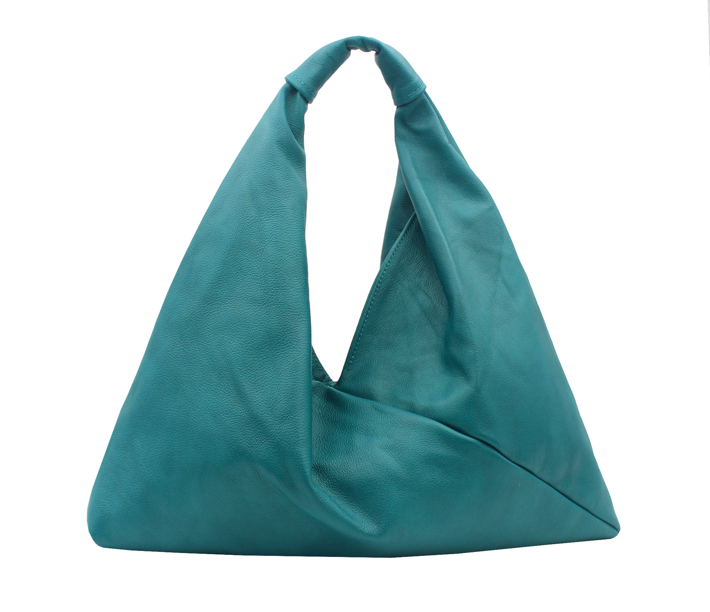 aquamarine 18" x 18" leather hobo bag