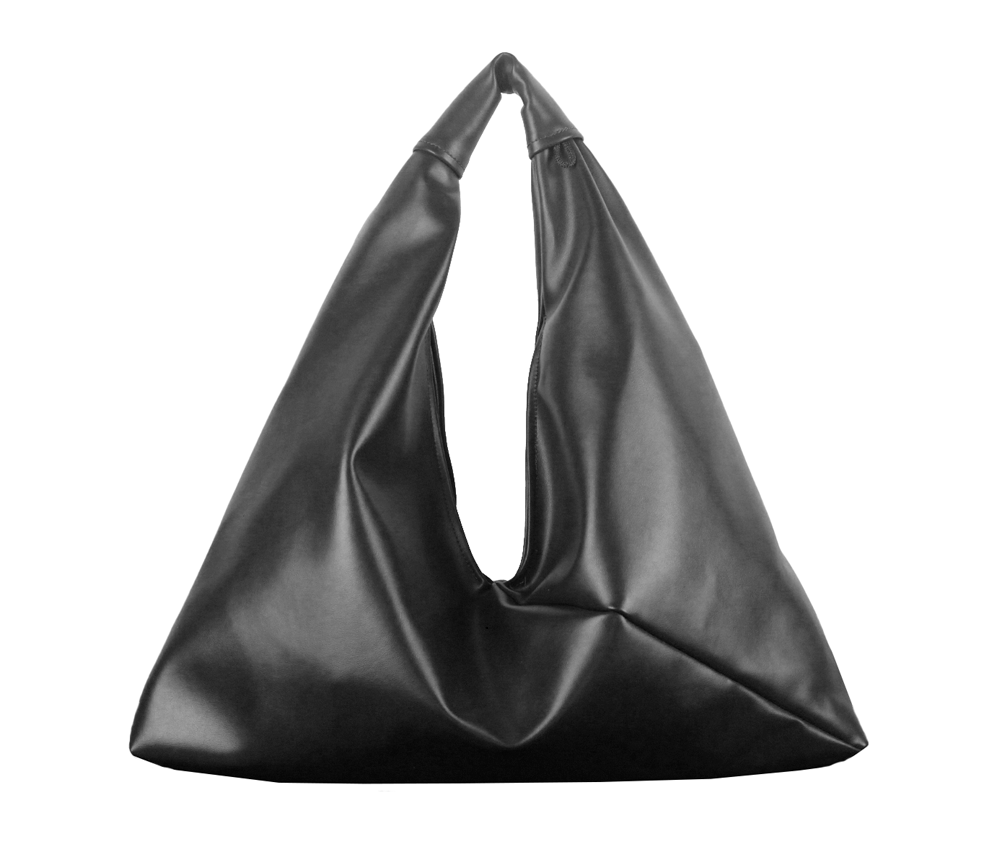 black 18" x 18" cactus leather hobo bag