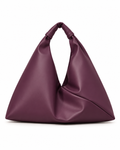 plum 18" x 18" leather hobo bag