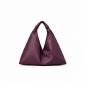 plum 13" x 13" leather hobo bag