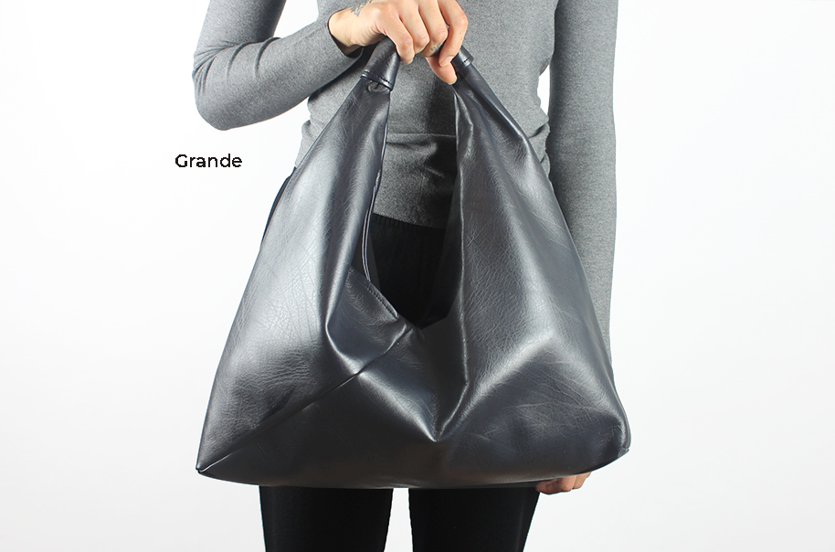 marbled black 18" x 18" vegan leather hobo bag